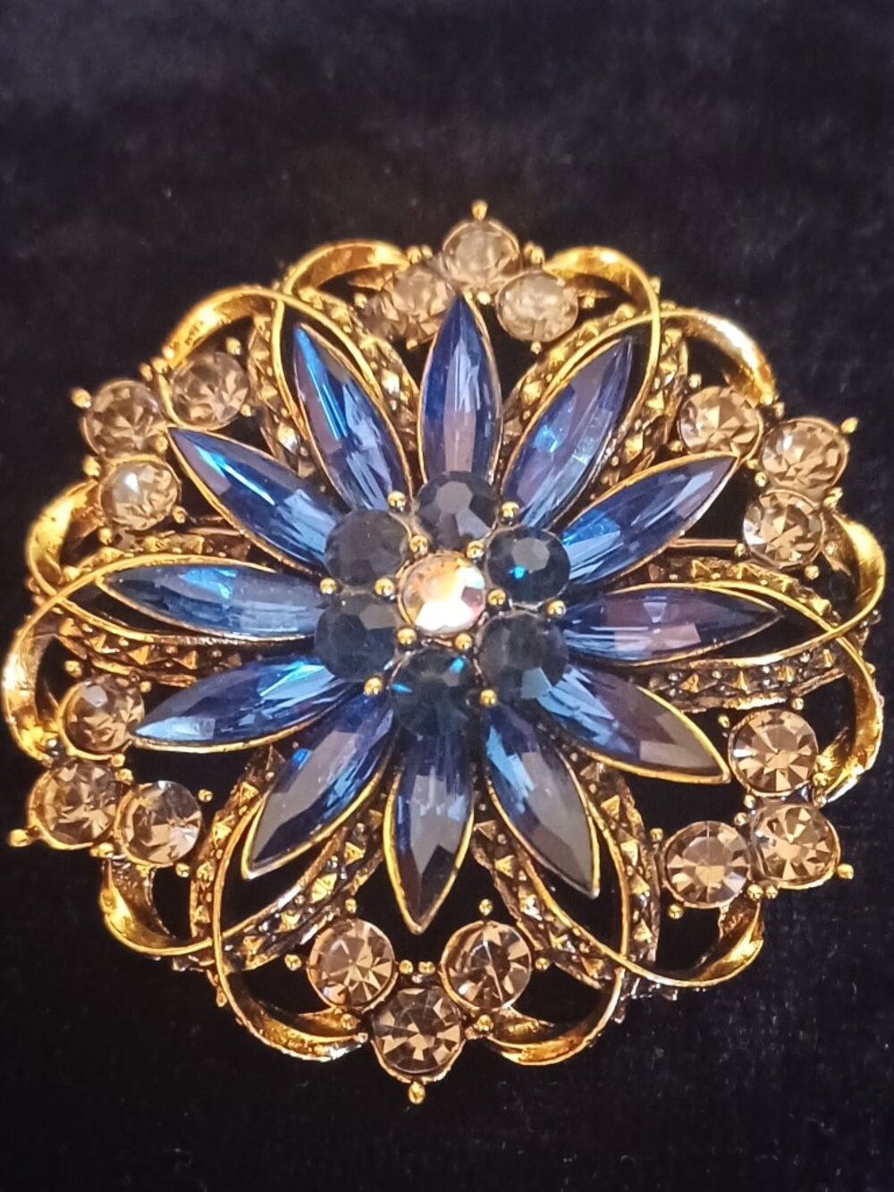 Gorgeous Blue & Gold Broooch
